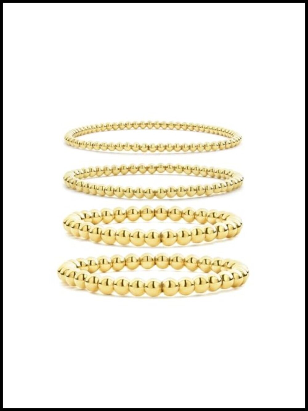 Waterproof Gold Beaded Bracelet for Women Stainless Steel Stretch Layered Stack